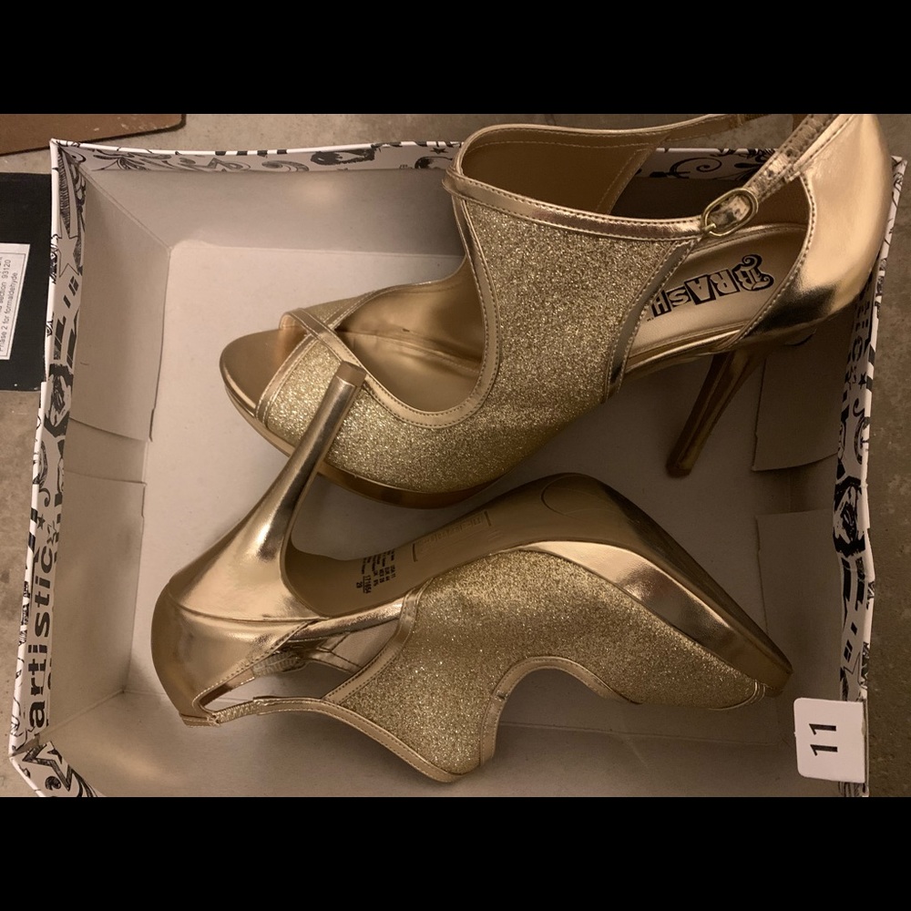 Gold high heels